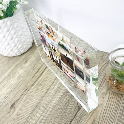 Personalised Freestanding Twelve Photo Giant Crystal Block (14cm x 19.5cm) - Landscape