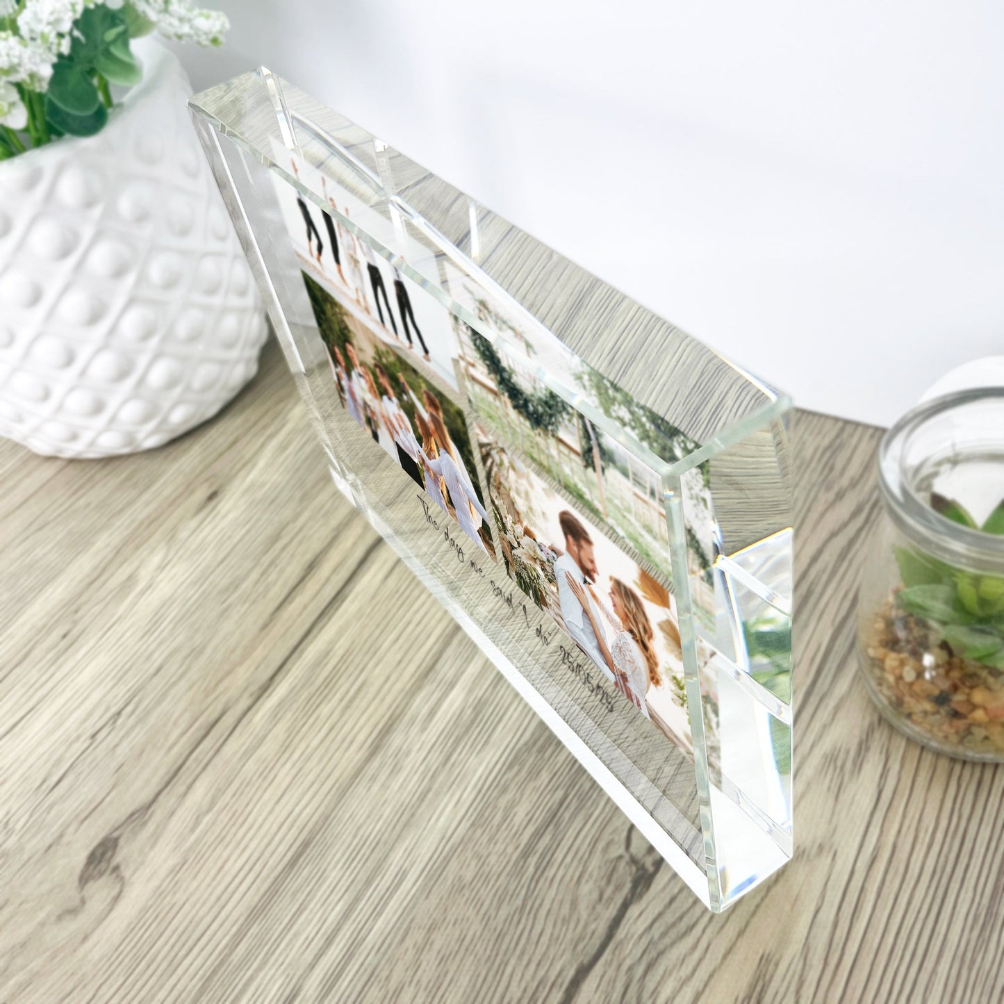 Personalised Freestanding Four Photo Giant Crystal Block (14cm x 19.5cm) - Landscape