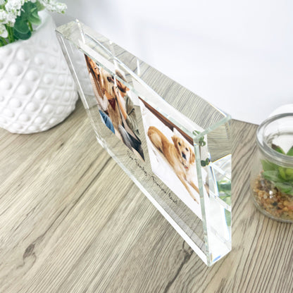 Personalised Freestanding Two Photo Giant Crystal Block (14cm x 19.5cm) - Landscape