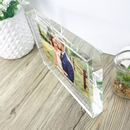 Personalised Freestanding One Photo Giant Crystal Block (14cm x 19.5cm) - Landscape