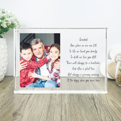 Personalised Freestanding One & Message Photo Giant Crystal Block (14cm x 19.5cm) - Landscape