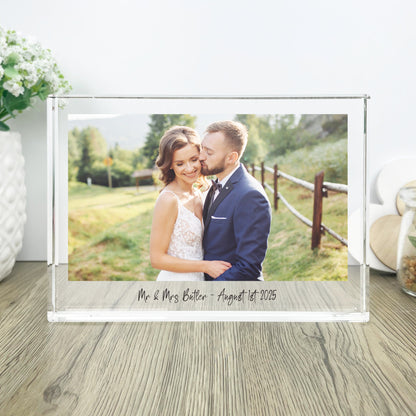 Personalised Freestanding One Photo Giant Crystal Block (14cm x 19.5cm) - Landscape
