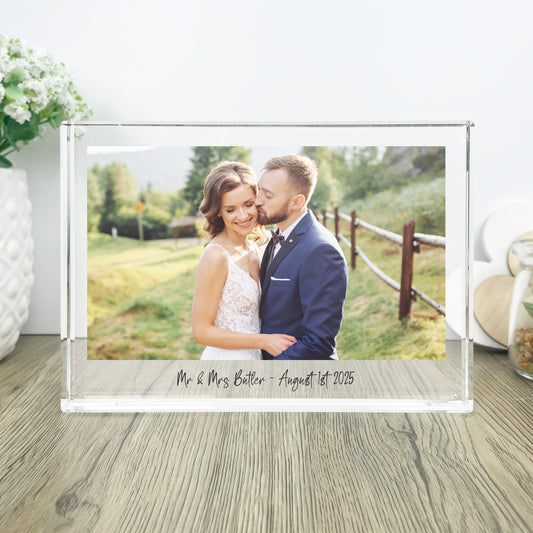 Personalised Freestanding One Photo Giant Crystal Block (14cm x 19.5cm) - Landscape