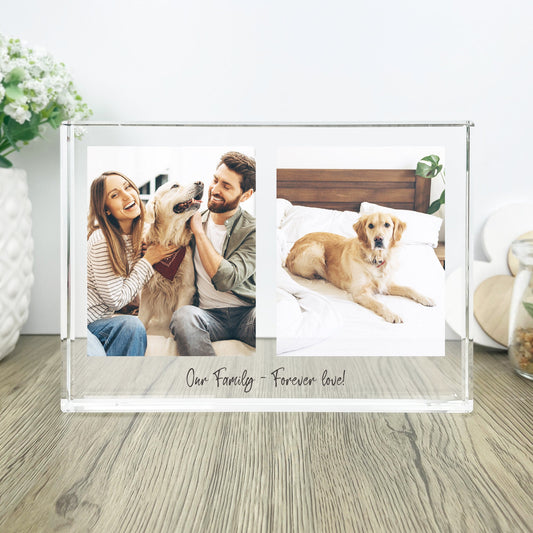 Personalised Freestanding Two Photo Giant Crystal Block (14cm x 19.5cm) - Landscape