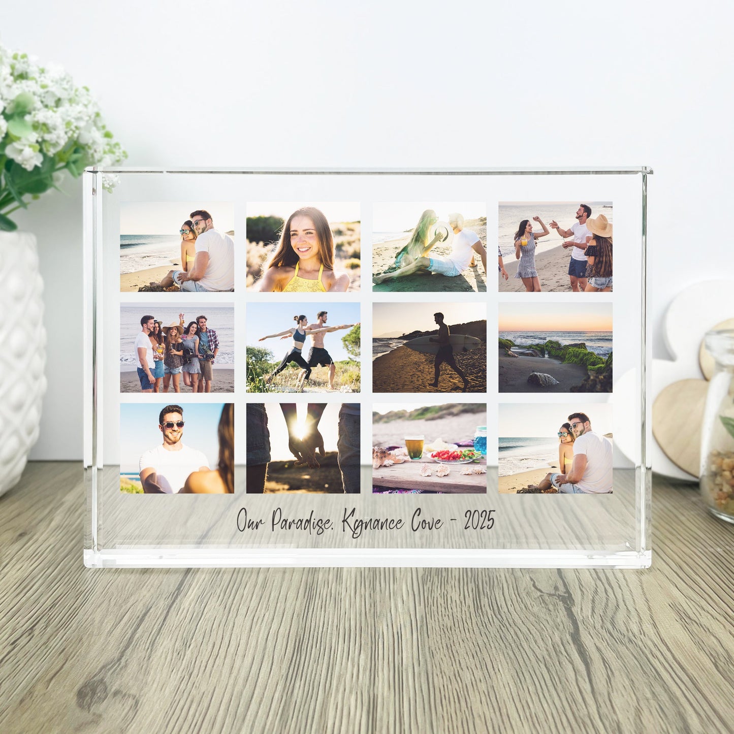 Personalised Freestanding Twelve Photo Giant Crystal Block (14cm x 19.5cm) - Landscape