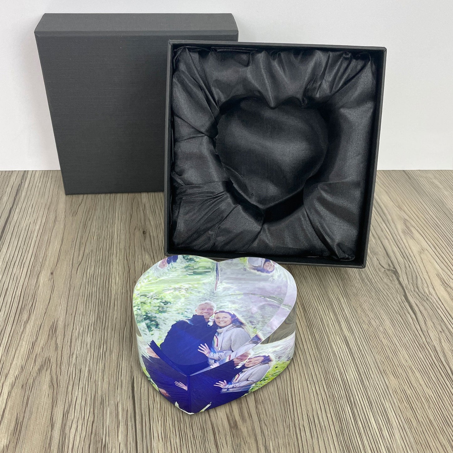 Personalised Photo Glass Heart Paperweight + Luxury Gift Box