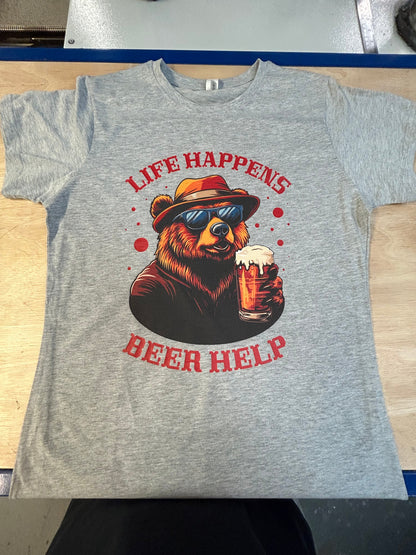 Life Happens Beer Help Adults T-Shirt