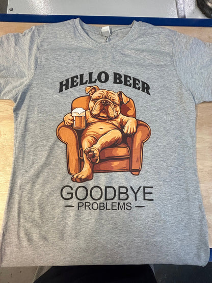 Hello Beer Goodbye Problems Adults T-Shirt