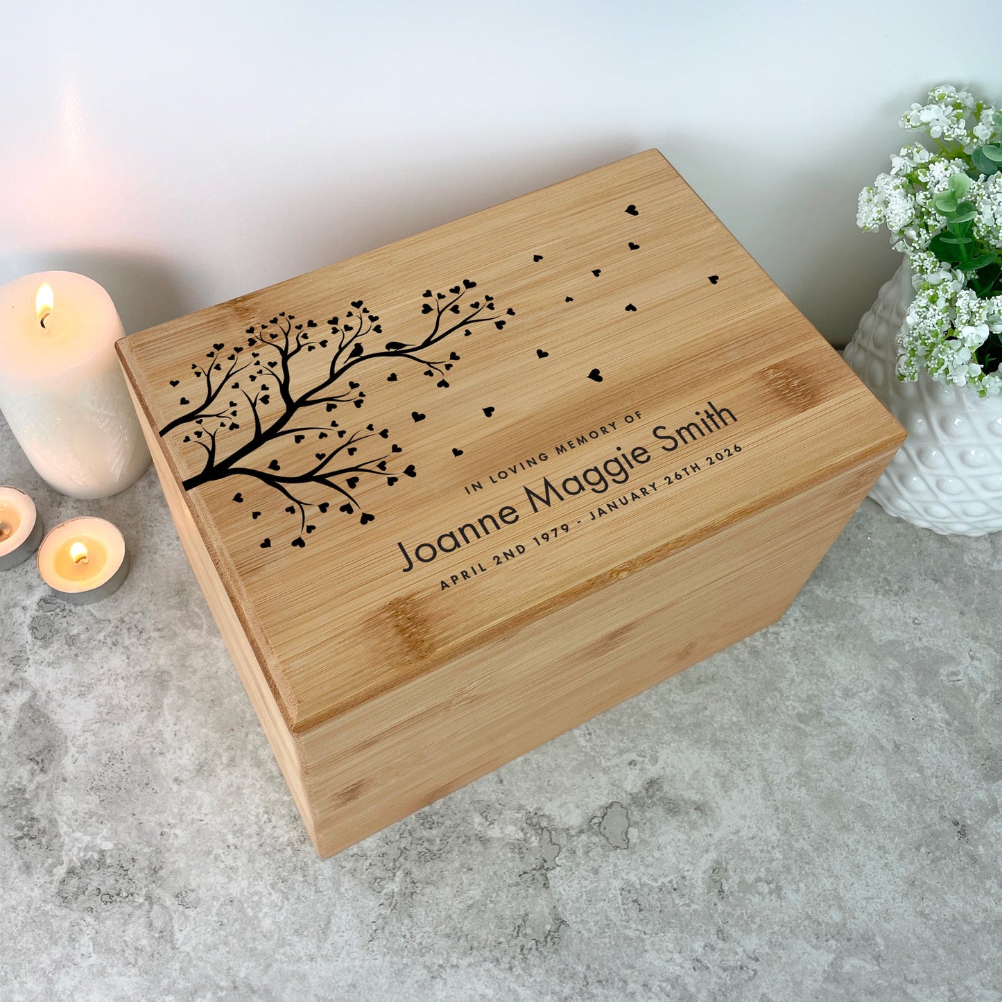 Personalised Bamboo Urn For Cremation Ashes - Branch of Love Design