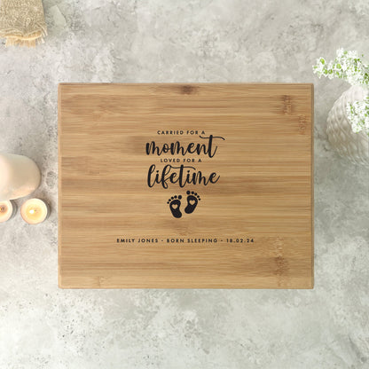 Personalised Bamboo Urn For Cremation Ashes - Angel Baby Design