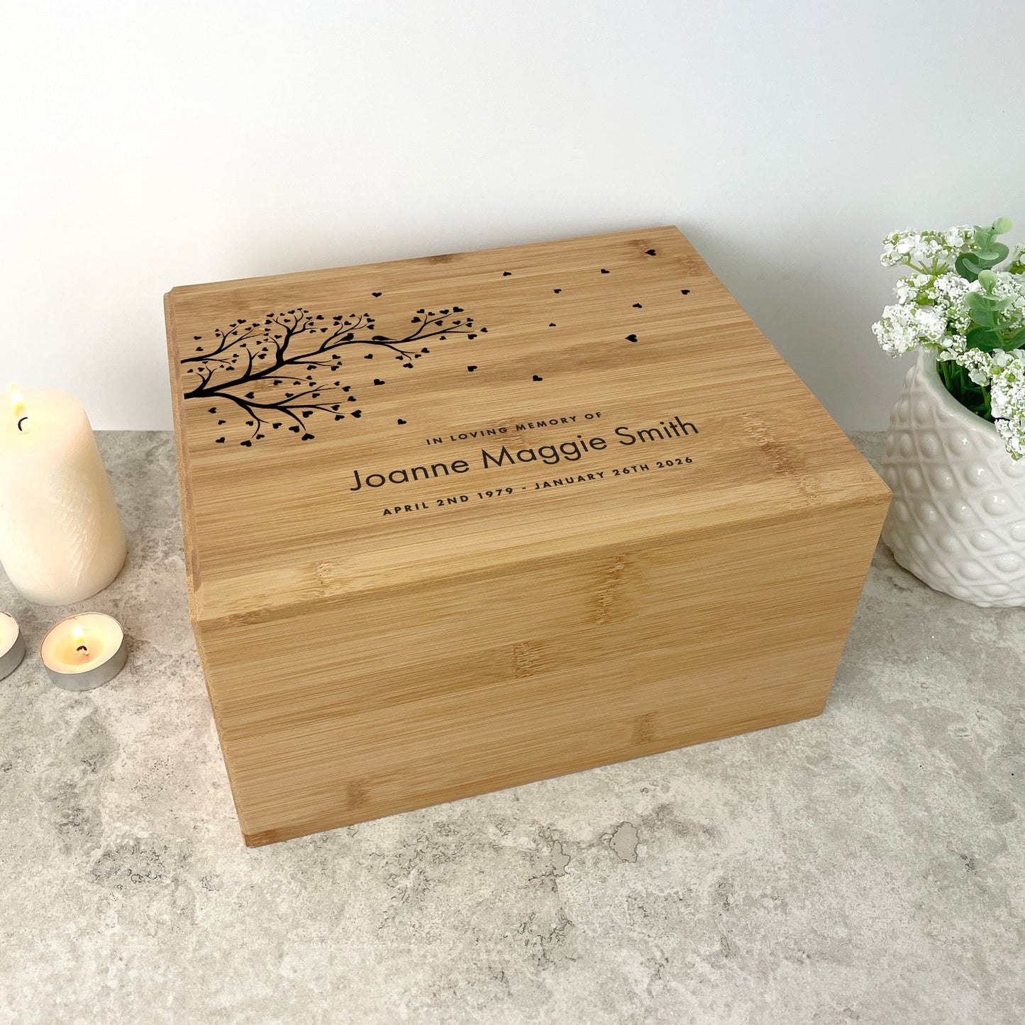 Personalised Bamboo Urn For Cremation Ashes - Branch of Love Design