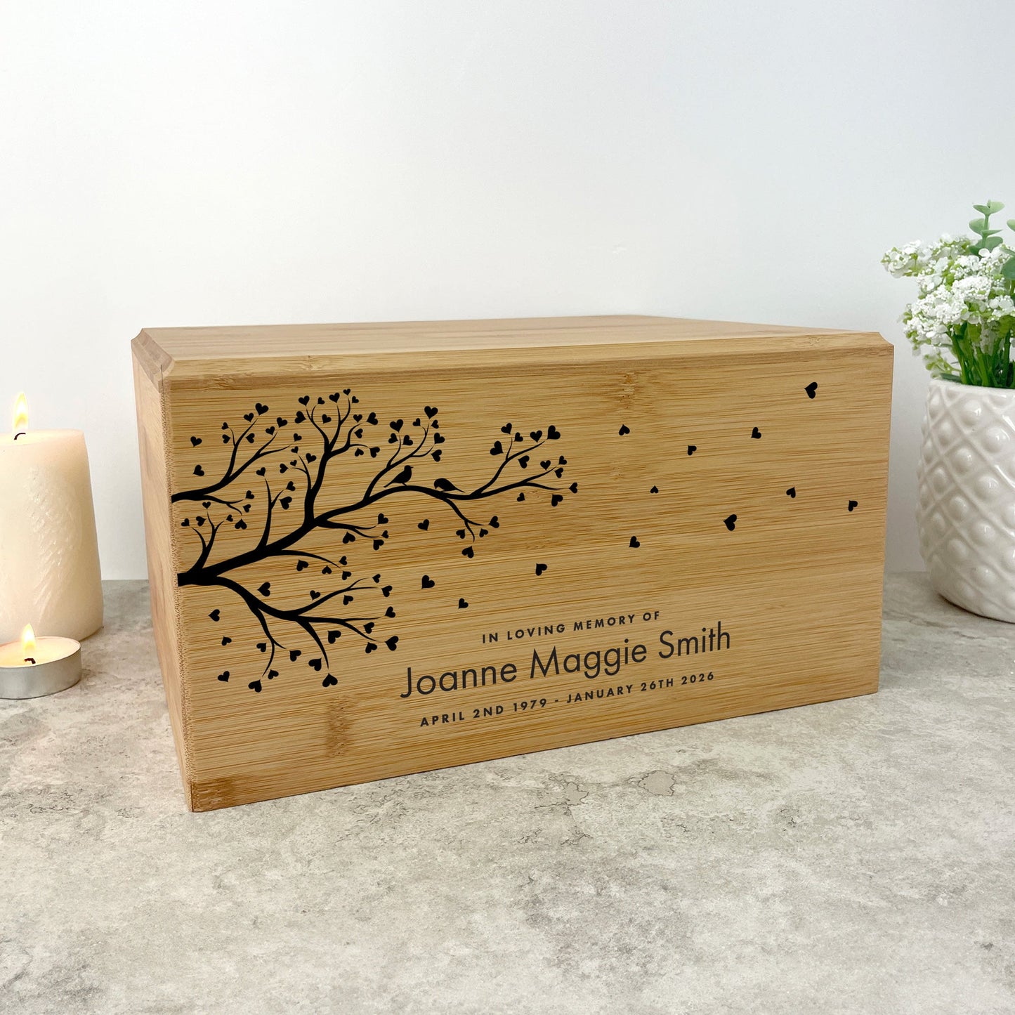 Personalised Bamboo Urn For Cremation Ashes - Branch of Love Design