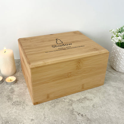 Personalised Bamboo Urn For Pet Cremation Ashes - Dog/Cat Design