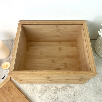 Personalised Bamboo Urn For Cremation Ashes - Name & Icon Design
