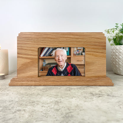 Solid Oak Urn with Photo
