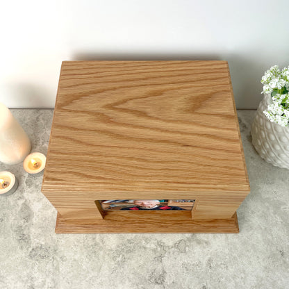 Solid Oak Urn with Photo
