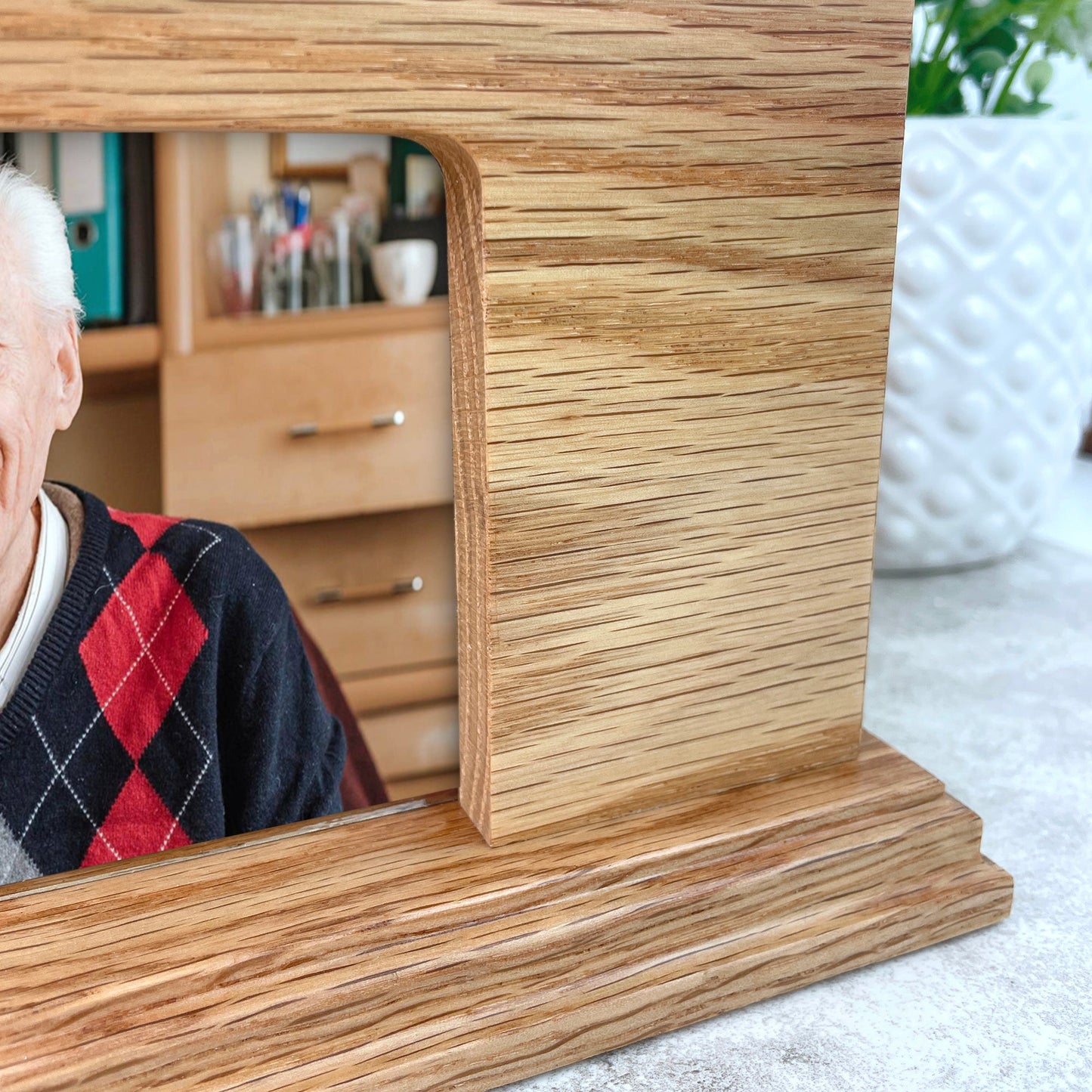 Solid Oak Urn with Photo