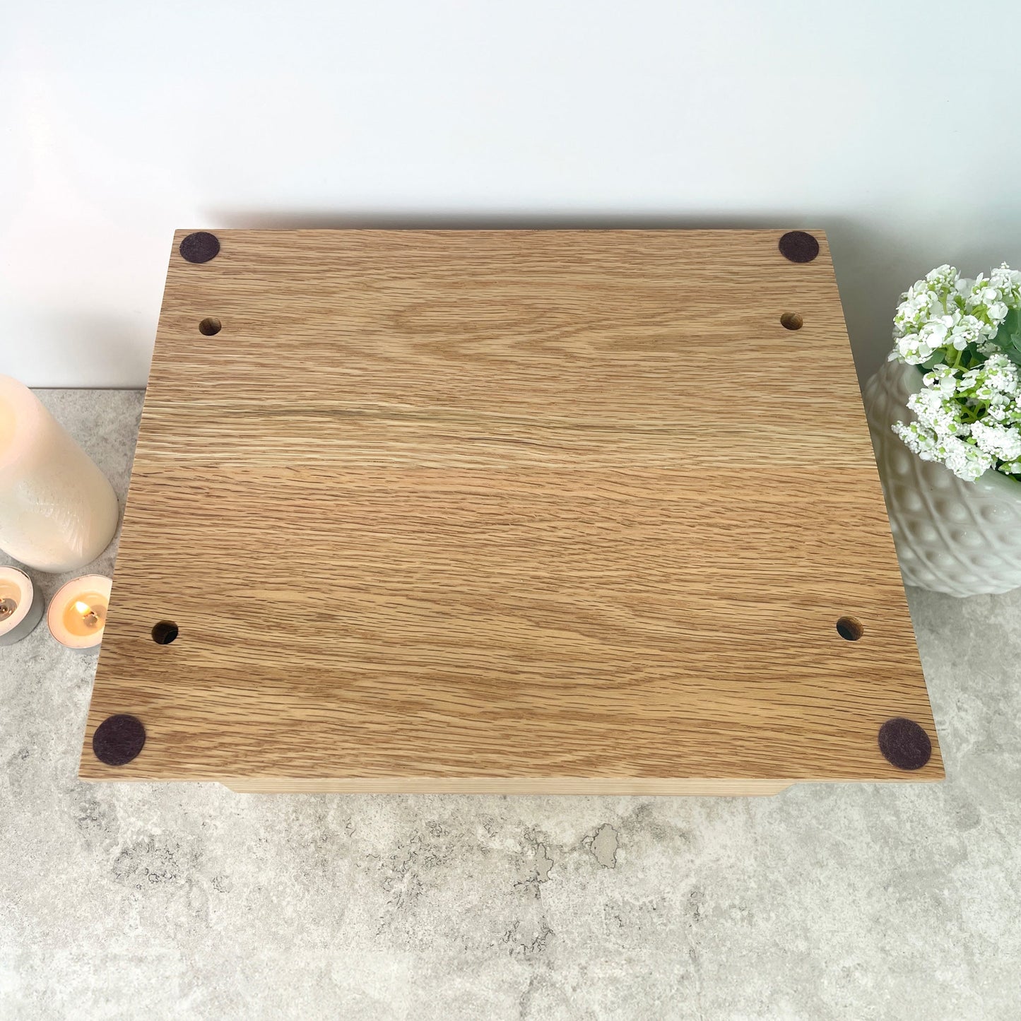 Personalised Oak Photo Urn For Cremation Ashes - Modern Script Design