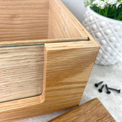 Personalised Oak Photo Urn For Cremation Ashes - Dandelion Design