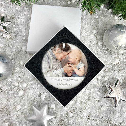 Any Message & Photo Ceramic Disc Hanging Decoration + Gift Box
