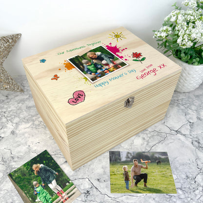 Personalised 'Our Adventures Together' Wooden Memory Box From The Kids/Grandkids - 5 Sizes