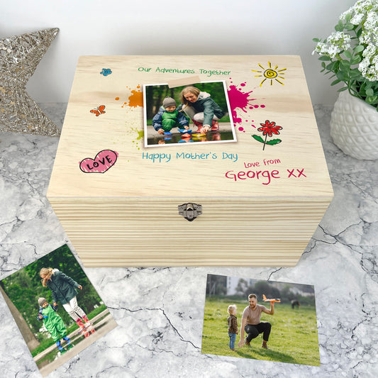 Personalised 'Our Adventures Together' Wooden Memory Box From The Kids/Grandkids - 5 Sizes