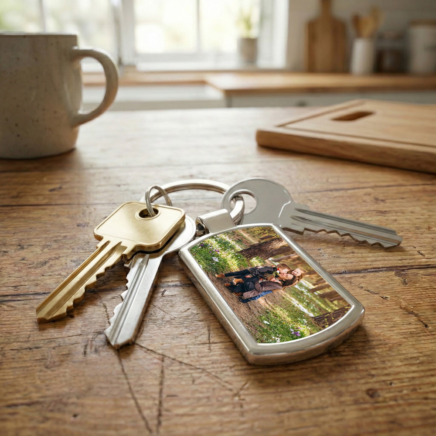 Personalised Rectangular Metal Photo Keyring