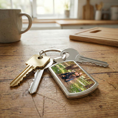 Personalised Rectangular Metal Photo Keyring