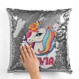 Personalised Sequin Cushion With Unicorn Image and Name