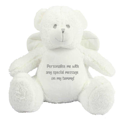 Personalised Angel Wings Ashes Keepsake Memory Bear - White