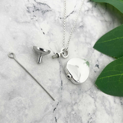 Personalised Sterling Silver Engraved Heart Cremation Ashes Memorial Urn Necklace