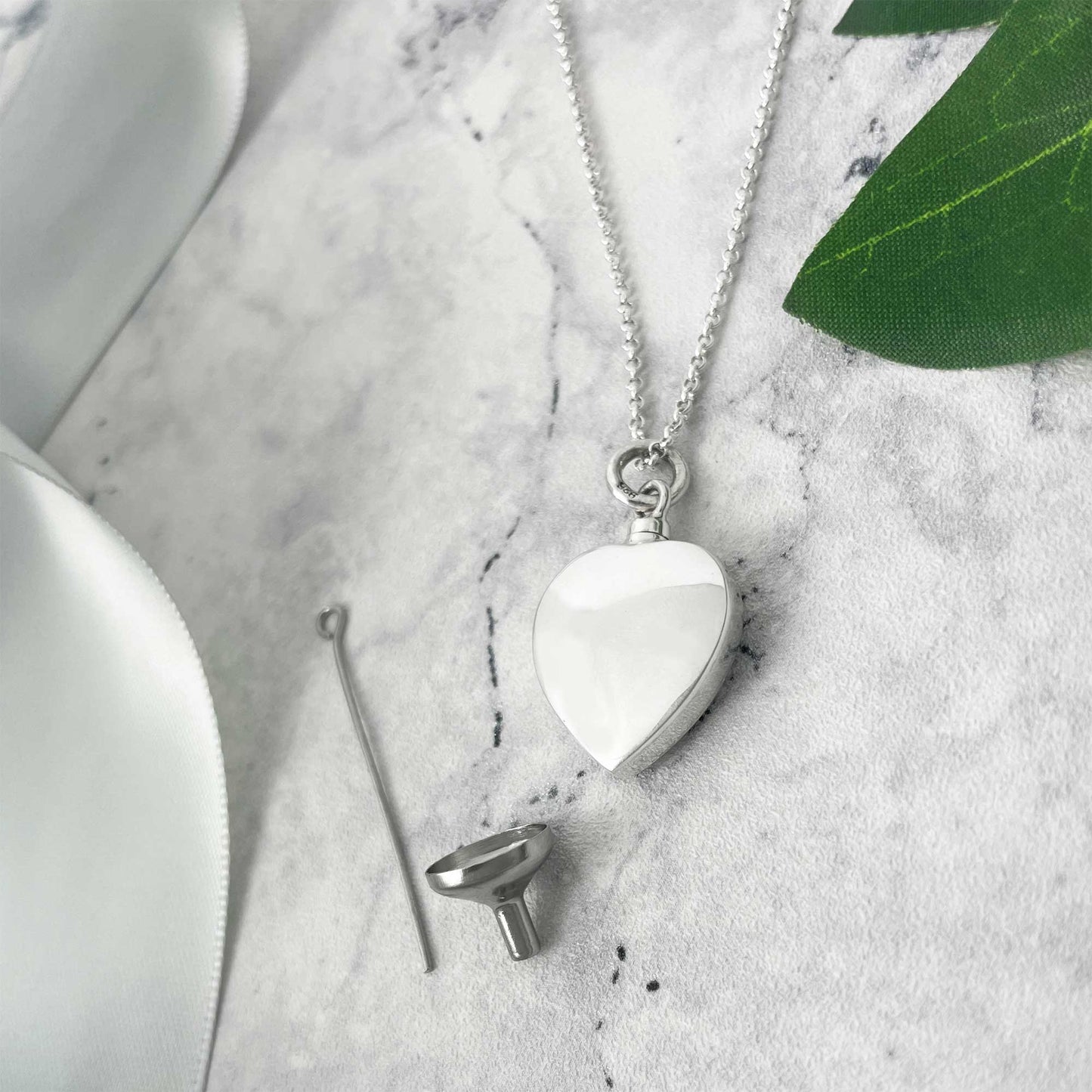 Personalised Sterling Silver Engraved Heart Cremation Ashes Memorial Urn Necklace