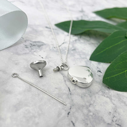 Personalised Sterling Silver Engraved Heart Cremation Ashes Memorial Urn Necklace