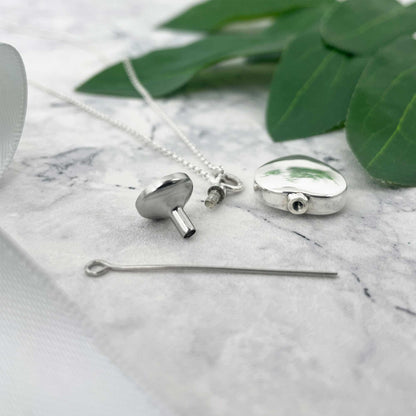 Personalised Sterling Silver Engraved Heart Cremation Ashes Memorial Urn Necklace