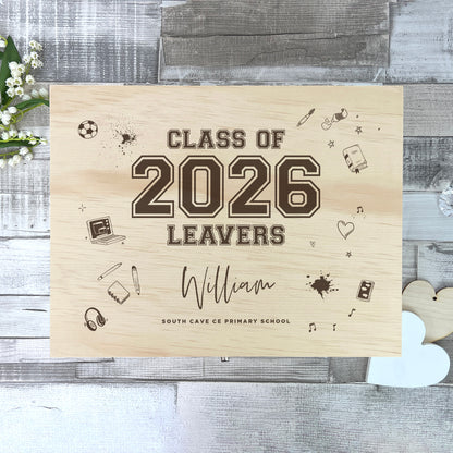 Personalised Doodle 'Class Of 2026' Leavers Memory Box - 5 Sizes