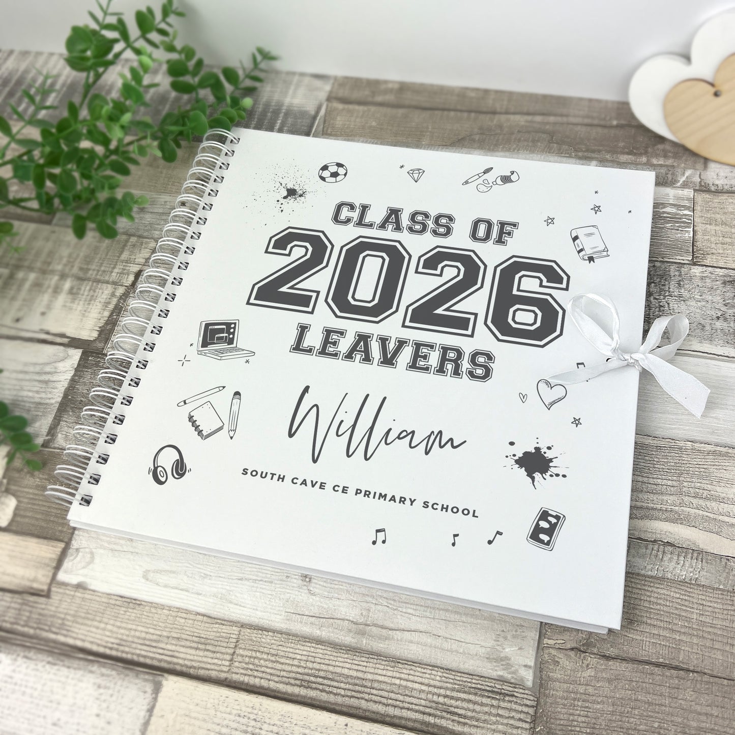 Personalised Doodle 'Class Of 2026' Leavers Scrapbook / Signing Book