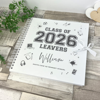 Personalised Doodle 'Class Of 2026' Leavers Scrapbook / Signing Book