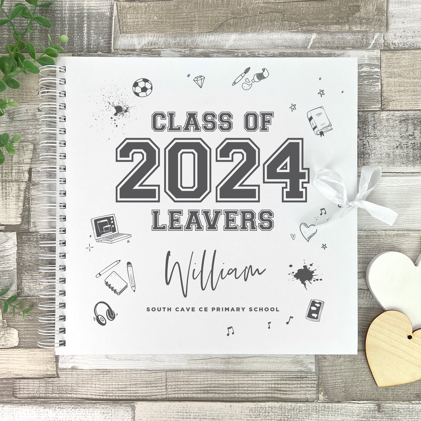 Personalised Doodle 'Class Of 2025' Leavers Scrapbook / Signing Book
