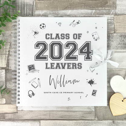 Personalised Doodle 'Class Of 2025' Leavers Scrapbook / Signing Book