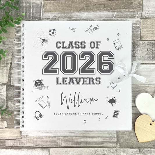 Personalised Doodle 'Class Of 2026' Leavers Scrapbook / Signing Book