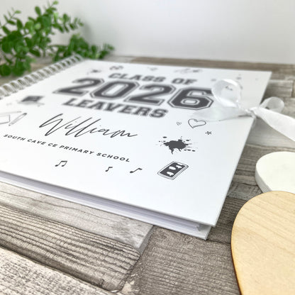 Personalised Doodle 'Class Of 2026' Leavers Scrapbook / Signing Book