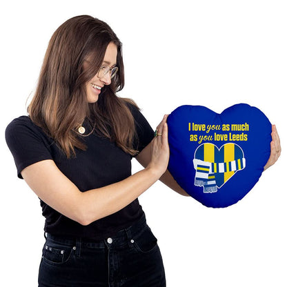 Love You as much as You Love Leeds - Heart Shaped Cushion