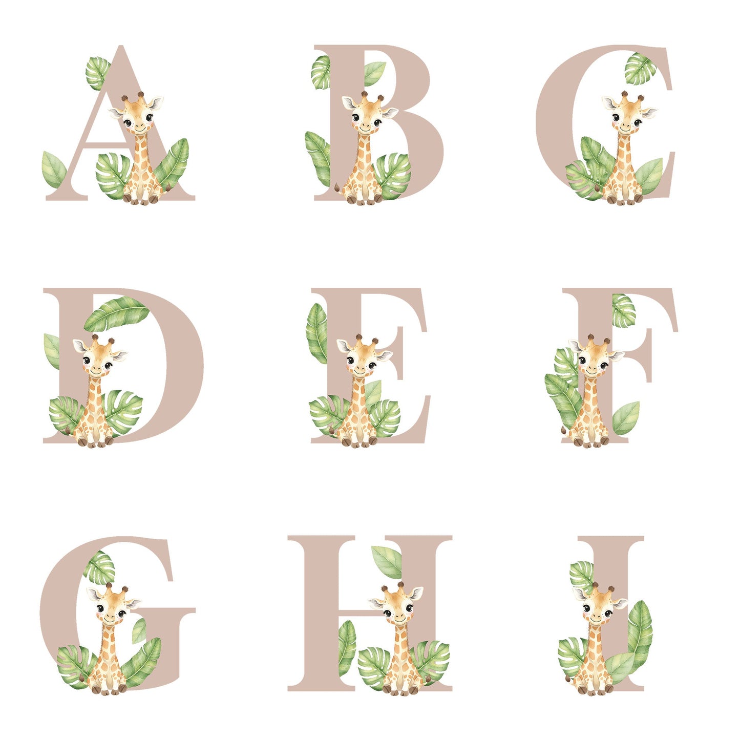 Personalised Alphabet Giraffe Teddy Bear 34cm | New Baby, 1st Birthday or Christening Gift