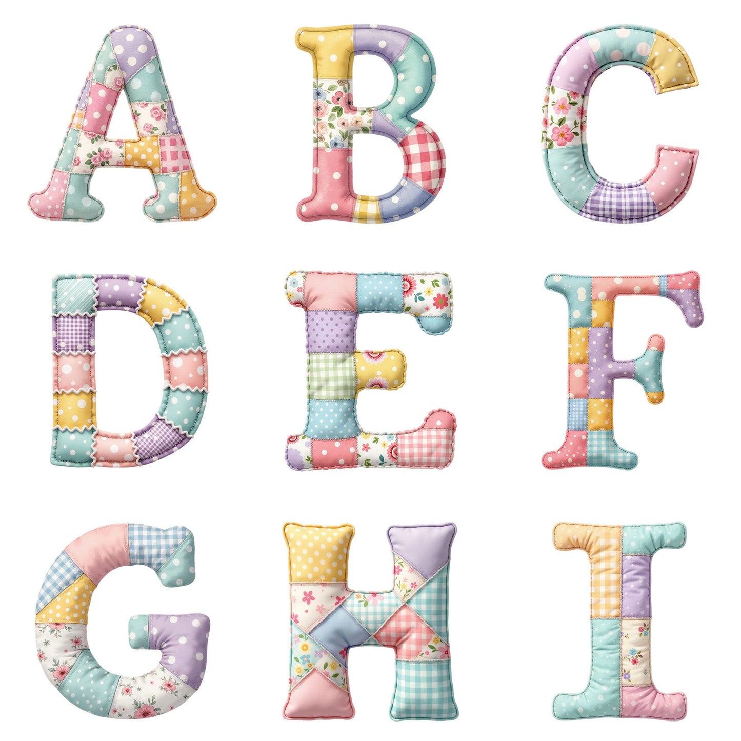 Personalised Patchwork Alphabet Grey Plush Teddy Bear 42cm | New Baby or Christening Gift