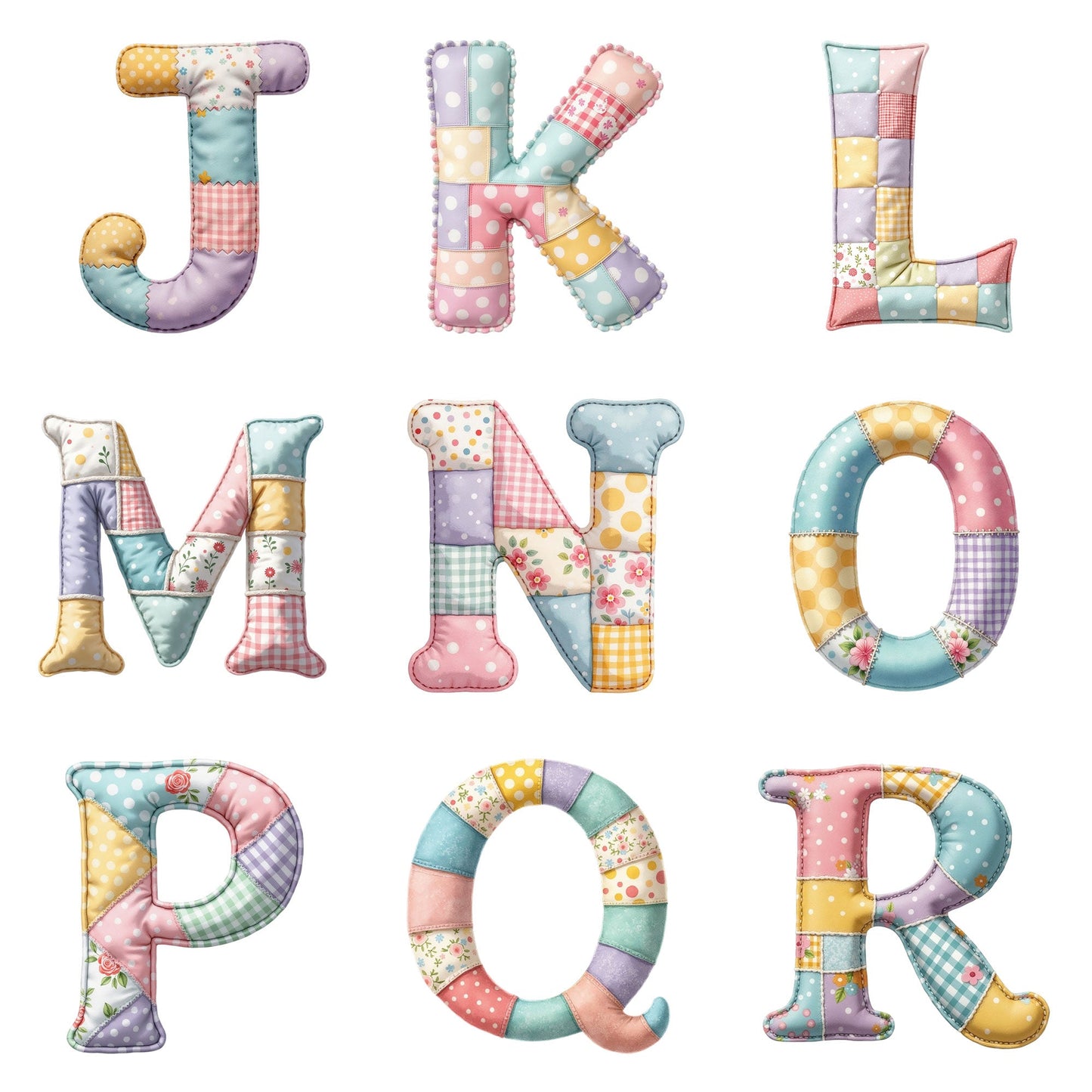 Personalised Patchwork Alphabet Grey Plush Teddy Bear 42cm | New Baby or Christening Gift