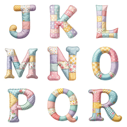 Personalised Patchwork Alphabet Grey Plush Teddy Bear 42cm | New Baby or Christening Gift