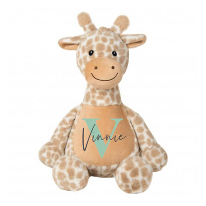 Name & Initial Giraffe - Green, Pink, Blue, Neutral