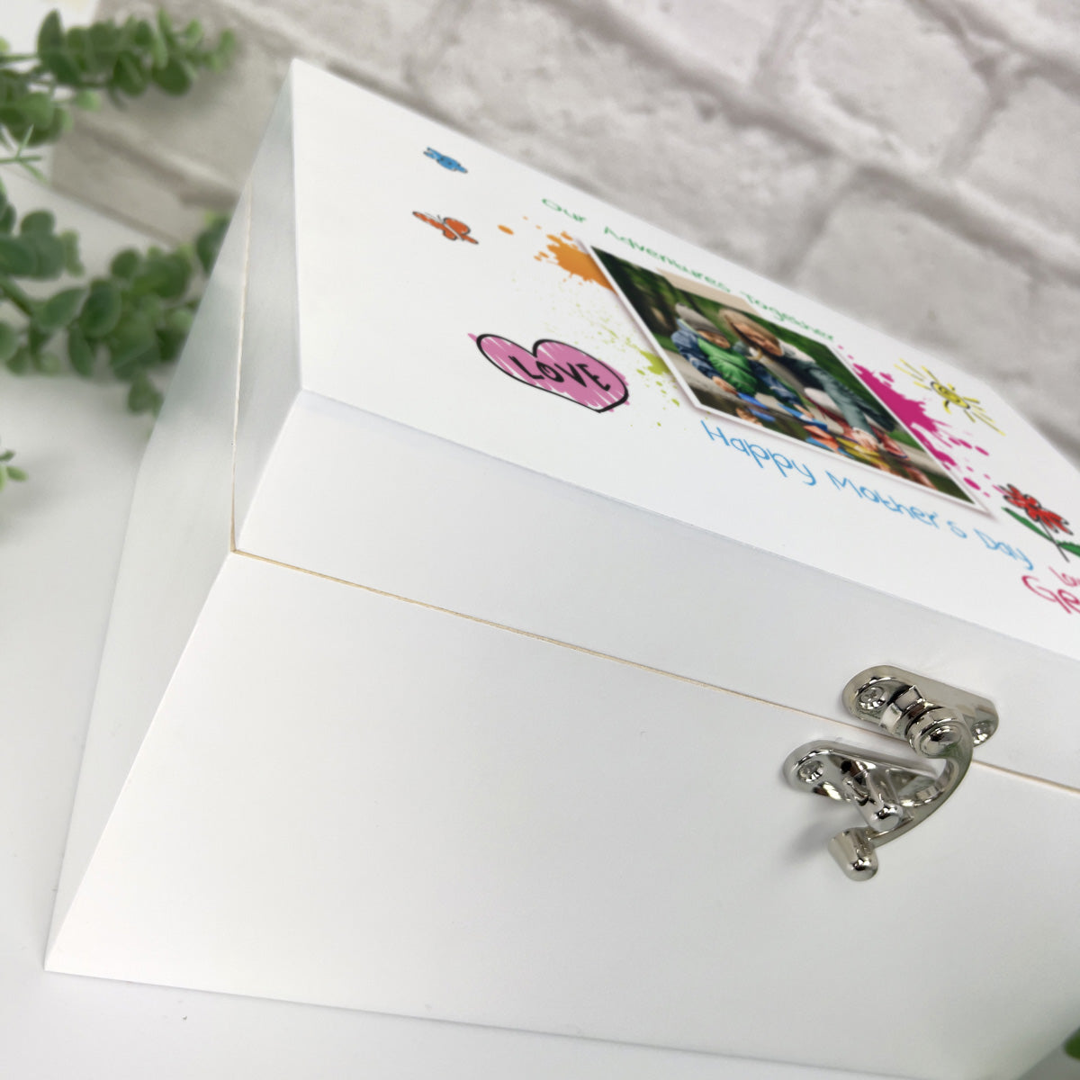 Personalised 'Our Adventures Together' White Wooden Keepsake Memory Box From The Kids/Grandkids - 3 Sizes
