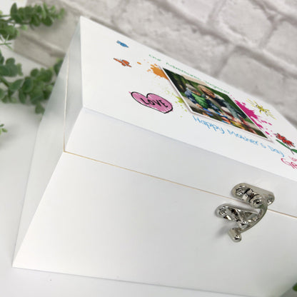 Personalised 'Our Adventures Together' White Wooden Keepsake Memory Box From The Kids/Grandkids - 3 Sizes
