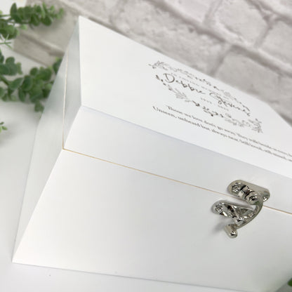 Personalised Wreath Keepsake White Wooden Memory Box - 3 Sizes